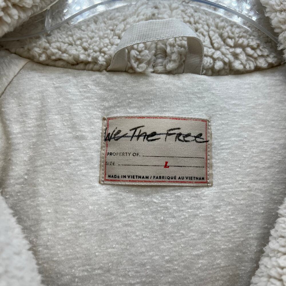 We The Free Sherpa Coat Woman's L Beige Raya Teddy Full Zip Preppy Winter Gear - Picture 7 of 10